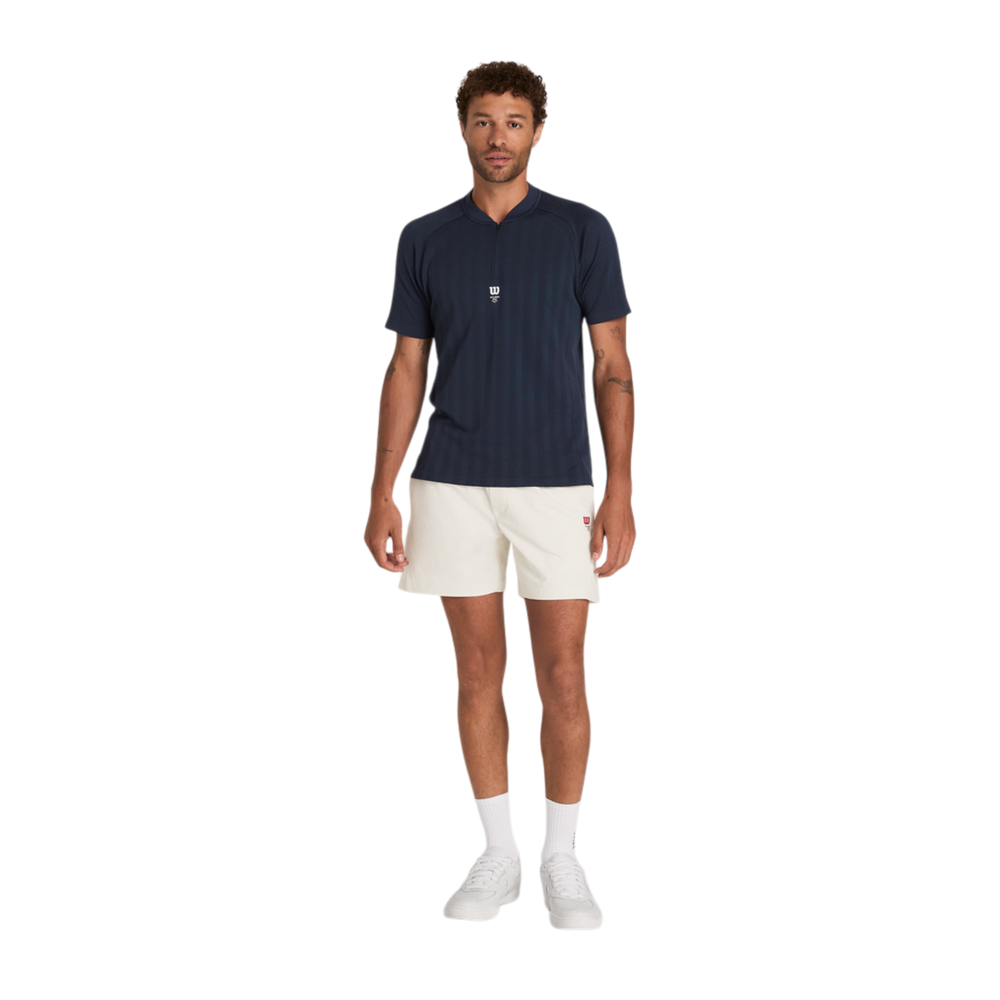 Wilson Game Point Seamless Polo Classic Navy with engineered ventilation and zip placket