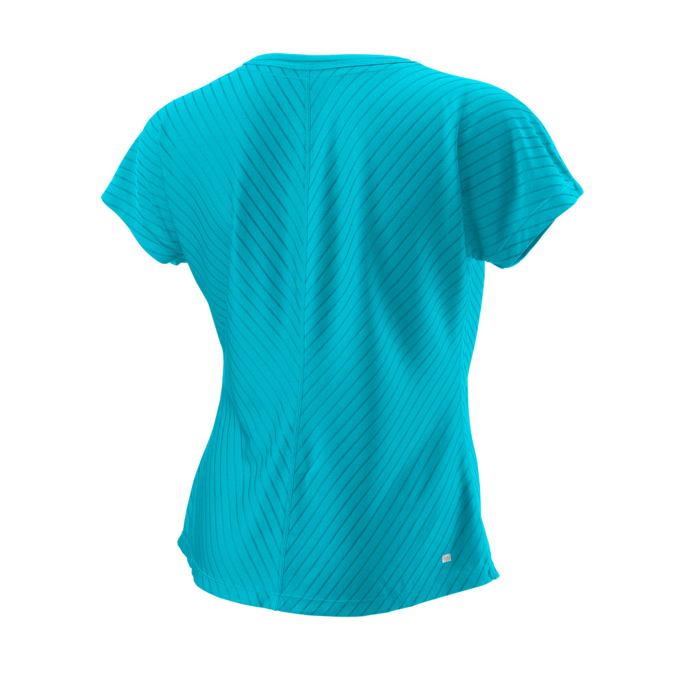 WOMEN'S TENNIS TRAINING V-NECK T-SHIRT II - SCUBA BLUE - WilsonME